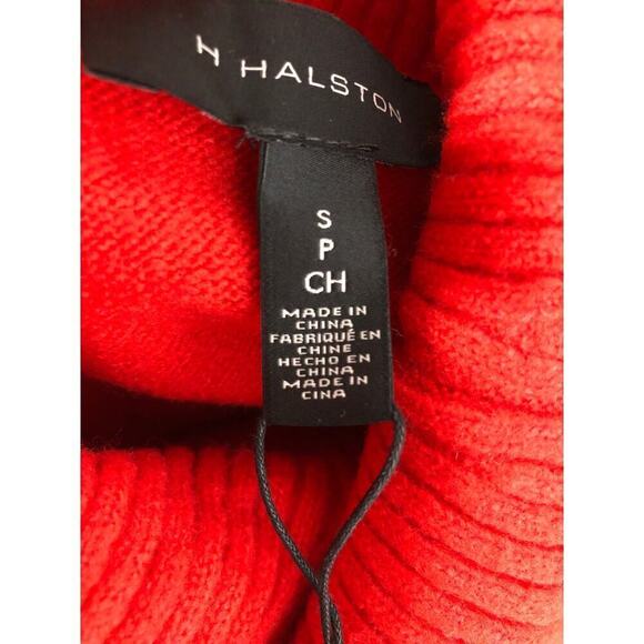 H Halston Sweater Striped Colorblock Cowl Neck Pullover Red Combo NWT S - Picture 5 of 8